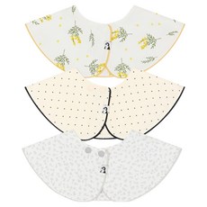 코니 유아용 거즈빕 3종 세트, C(미모사, 크림도트, 그레이플라워), 1세트