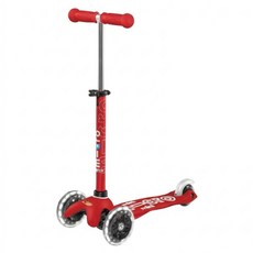 micro scooters mini Deluxe LED發光前輪滑板車 2~5歲適用, 紅色, 1個