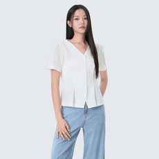 미쏘 브이넥 반팔 블라우스 MIWBWG7B04