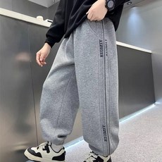 EYOUMONG 兒童寬鬆版側邊刺繡字母鬆緊帶束口運動長褲 E6F103
