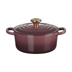 LE CREUSET 典藏琺瑯鑄鐵圓鍋 + 金頭鍋蓋, 無花果, 1個, 18cm