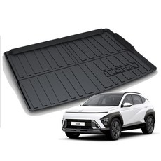 Real Fit 3D防滑TPE兼容後車廂墊, 碳黑色, Kona SX2 2023年款起