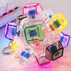 PARTYSHOW 機械式鍵盤按鍵帽 LED 指尖玩具 12鍵帽 鑰匙圈, 混合顏色, 1個