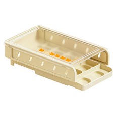 Kitchora 雙軌滾落式蛋盒 側開門雞蛋保鮮收納器, 奶油色, 1個