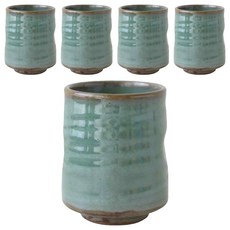 JUST HOME 綠釉陶瓷湯吞杯5件組 日本製 5910-07A, 綠色, 1套