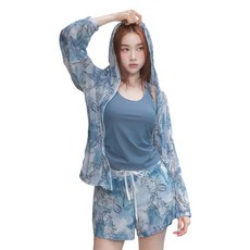 SEASONS BIKINI 顯瘦遮肉外套四角背心泳衣3件套 M-5XL-703, 藍色