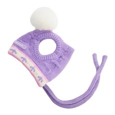 Mooki Pet 提花露耳毛線帽 貓狗通用 MK25144, 紫色, 1個