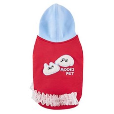 Mooki Pet 花邊卡通公仔加絨連帽衛衣 貓狗通用 MK25230, 紅色, 1個