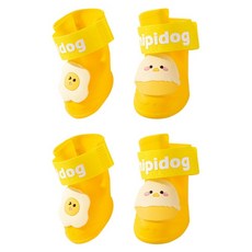 hipidog 嬉皮狗 防水防滑狗鞋 4入, 黃色, 1套