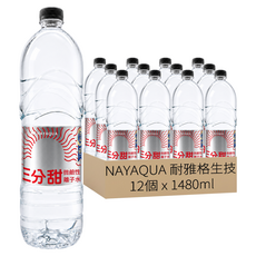 NAYAQUA 耐雅格生技 三分甜微鹼性離子水, 12個, 1480ml