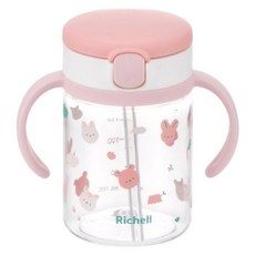 Richell 利其爾 Aqulea第5代吸管水杯 兔森林, 粉色, 1個, 200ml
