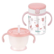 Richell 利其爾 Aqulea第5代學習水杯組合 兔森林, 粉色, 1套, 350ml