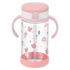Richell 利其爾 Aqulea第5代吸管水杯 含底座 兔森林, 粉色, 1個, 320ml