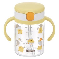 Richell 利其爾 Aqulea第5代吸管水杯 小雞咕咕, 黃色, 1個, 200ml