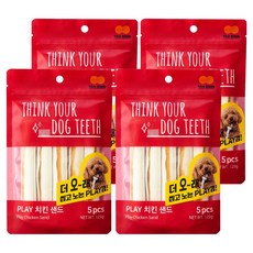띵크유어도그티 강아지 Play 간식 치킨 샌드 5p, 125g, 4개, 혼합맛(소가죽/닭고기)