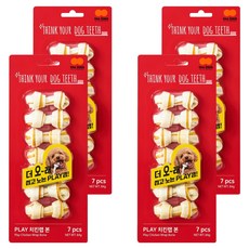 띵크유어도그티 강아지 Play 간식 치킨랩 본 7p, 84g, 4개, 혼합맛(소가죽/닭고기)