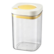 Aura 按壓真空密封罐 白黃色, 1個, 1.1L