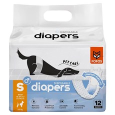 FOFOS 兩只福狸 萌寵消消樂 犬用紙尿褲 男生, S, 1套, 12個裝