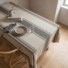 Souplace 自然舒適條紋桌布 S262-0083BE14, 米色, 1個, 140 x 100 cm