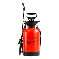 XIN LAI HOME 新錸家居 5L氣壓式肩背灑水器 噴霧器 5L 標配玻璃纖維塑料噴桿42cm 英文款, 紅色, 1個