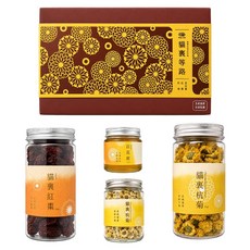 Myherbstudio 梁山水泊 台灣花草蜜禮盒, 1個, 紅棗乾 90g + 百花蜜 75ml + 產銷履歷杭菊 20g + 產銷履歷杭菊 8g