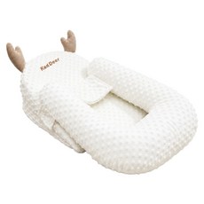 Kori Deer 可莉鹿 餵奶神器嬰兒防吐奶斜坡墊 鹿角款 豆豆絨布, 白色, 1個