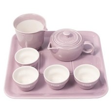 staub 陶瓷茶壺茶具 7件組, 藕荷色, 1個, 茶壺 + 公道杯 + 茶杯 + 茶盤