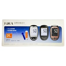 FORA 福爾 尿酸試紙 附25支採血針 福爾試紙 福爾旗艦6合1測試儀使用, 1個, 25片