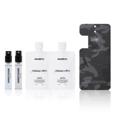 SHARECO 品牌香水體驗套組 無序針管香水 3ml + 無瑕針管香水 3ml + 能量麝香 香水吊卡 黑灰迷彩 + 雪松麝香沐浴膠 50ml 2個, 1組