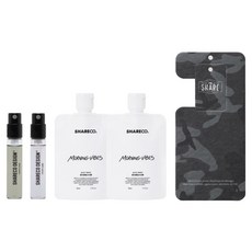 SHARECO 品牌香水體驗套組 極晝針管香水 3ml + 無瑕針管香水 3ml + 能量麝香 香水吊卡 黑灰迷彩 + 雪松麝香沐浴膠 50ml 2個, 1組