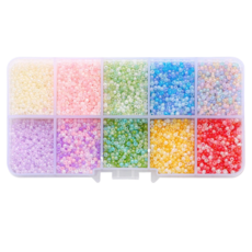 Baide 實用DIY珠寶飾品手鍊戒指項鍊製作串珠工藝10格套組 2mm, 米珠, 1套