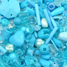Baide 壓克力 DIY 串珠零件 珠子 裝飾小物 鑰匙圈 手鍊 製作 湖藍色系列 30g, 隨機出貨, 3個