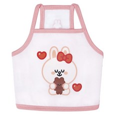LINE FRIENDS Mini系列 寵物吊帶背心服飾 兔兔, 粉色滾邊, 1個