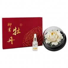 les nez 香鼻子 御穹牡丹香盅 擴香禮盒 手工陶瓷花 + 木製底座 + 擴香原精 10ml + 透明盅罩 + 提帶, 1組, 頤和金桂