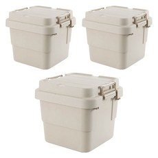 AOTTO 創意傢俱 無印款軍規高耐重扣式多功能提把收納箱 30L AL-2203W, 卡其色, 3個
