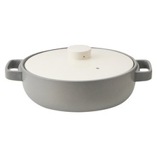 THERMATEC 耐溫差 和風 IH陶土湯鍋 3.3L 27.4cm 灰白色 THT80-910 1個