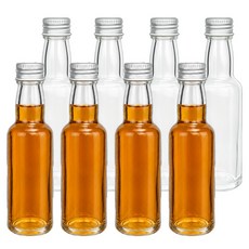 mir 經典威士忌圓形玻璃瓶 內蓋, 8個, 50ml