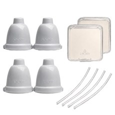 LALABY Ggombi 吸管蓋 灰色 + 灰色組合, 2套, 吸管蓋 2入 + 吸管 2入 + 收納盒