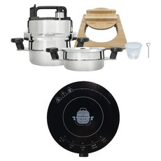 Chamjoeunhyeonsang 5分鐘即食飯鍋巴鑄鐵鍋 2L + 專用電磁爐全套組, 不鏽鋼, 黑色, 1套