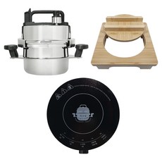 Chamjoeunhyeonsang 5分鐘即食飯鍋巴鑄鐵鍋 1.2L + 專用電磁爐全套組, 不鏽鋼, 黑色, 1套