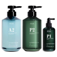 EPURE 伊普兒 深層淨化淨屑3件組 P1深層淨化液 120ml + P2深層洗髮露 500ml + A2積雪草淨屑洗髮露 500ml, 1組