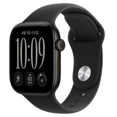 Apple 2026 애플워치 시리즈 12, 블랙, 42mm, GPS, 알루미늄, 블랙 스포츠 밴드, S/M