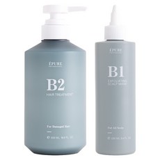 EPURE 伊普兒 頭皮角質磨砂髮膜2件組 B1西班牙藻土角質煥膚泥 250ml+ 角蛋白保濕護髮素 500ml, 1組