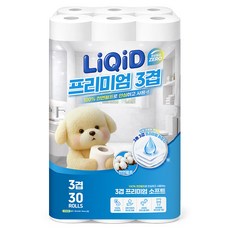 리퀴드 3겹 천연펄프 롤 화장지, 1개, 30롤, 30m