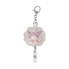 KUROMI 酷洛米 皮質伸縮證件扣 CA940-7, 酷洛米花邊 灰色, 1個