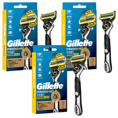 Gillette 吉列 ProShield鋒護系列刮鬍刀+刮鬍刀頭組, 3組