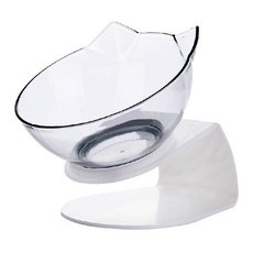 防滑貓碗餵食架, 透明, 1個