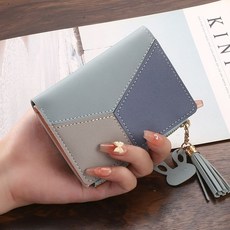 pines 여성용 삼배색 토끼 태슬 지갑