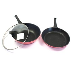 Kitchen-Art 韓國產鑽石塗層鍋具組, 混色, 平底鍋 28cm+深炒鍋 28cm+玻璃鍋蓋 28cm, 1組