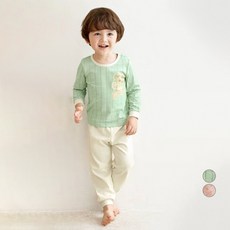 unifriend 童款貼布小熊9分袖上衣長褲組